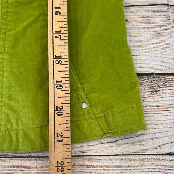 Live a Little Lime Green Velvet Trucker Jacket Womens Medium Button Front Boho - Picture 7 of 8
